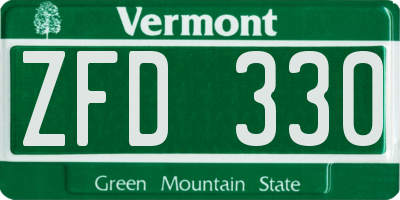 VT license plate ZFD330
