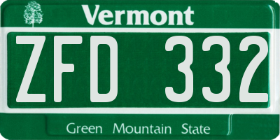 VT license plate ZFD332