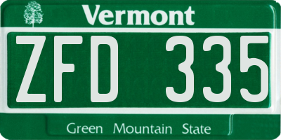 VT license plate ZFD335