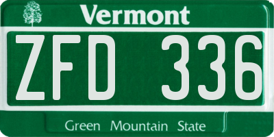 VT license plate ZFD336