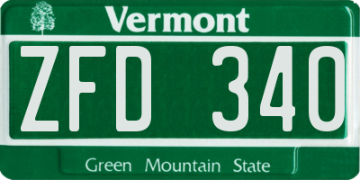 VT license plate ZFD340
