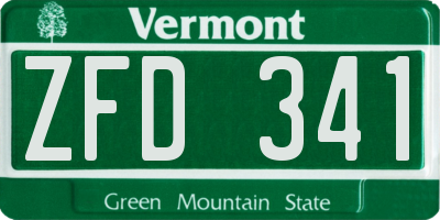 VT license plate ZFD341
