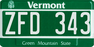 VT license plate ZFD343