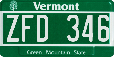 VT license plate ZFD346
