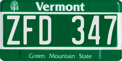 VT license plate ZFD347