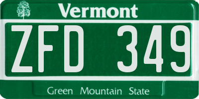 VT license plate ZFD349