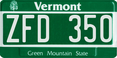 VT license plate ZFD350