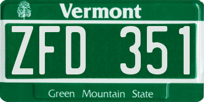 VT license plate ZFD351