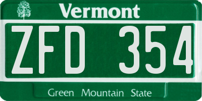 VT license plate ZFD354
