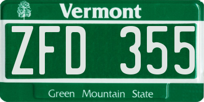 VT license plate ZFD355