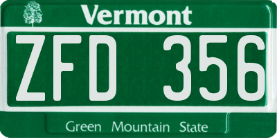 VT license plate ZFD356