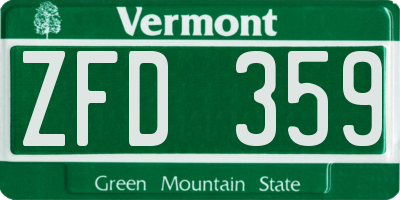 VT license plate ZFD359