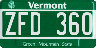 VT license plate ZFD360