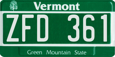 VT license plate ZFD361