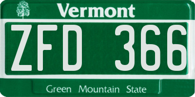 VT license plate ZFD366