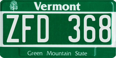 VT license plate ZFD368