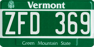 VT license plate ZFD369