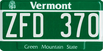 VT license plate ZFD370