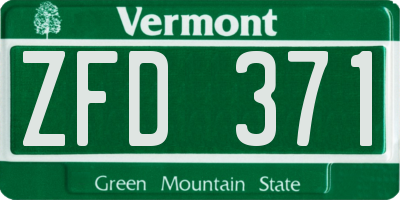 VT license plate ZFD371