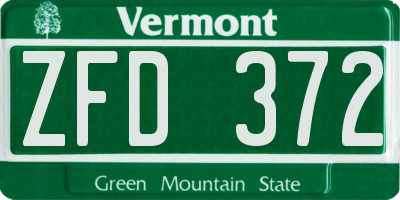VT license plate ZFD372