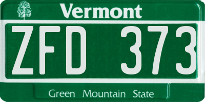 VT license plate ZFD373