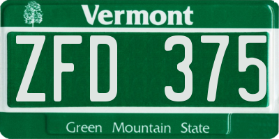 VT license plate ZFD375