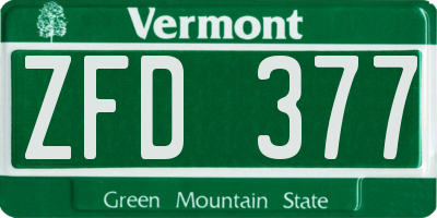 VT license plate ZFD377
