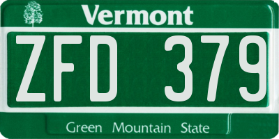VT license plate ZFD379