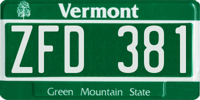 VT license plate ZFD381