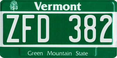 VT license plate ZFD382