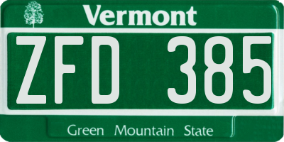 VT license plate ZFD385