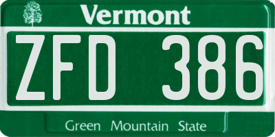 VT license plate ZFD386