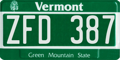 VT license plate ZFD387