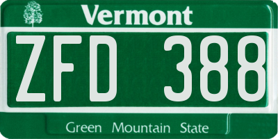 VT license plate ZFD388