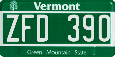 VT license plate ZFD390