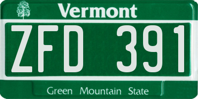VT license plate ZFD391