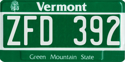 VT license plate ZFD392