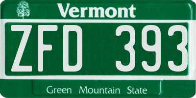 VT license plate ZFD393