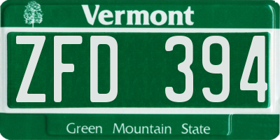 VT license plate ZFD394