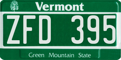VT license plate ZFD395