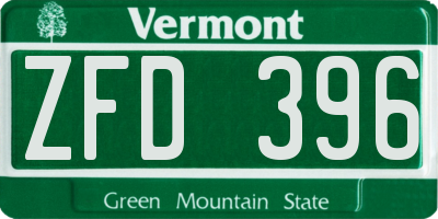 VT license plate ZFD396