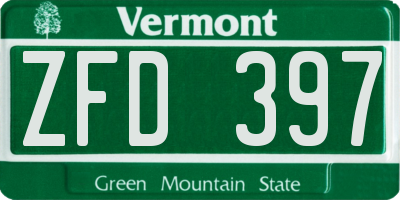 VT license plate ZFD397