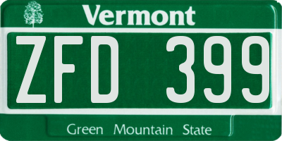 VT license plate ZFD399