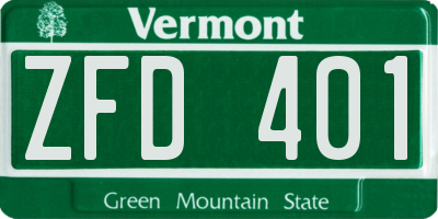 VT license plate ZFD401