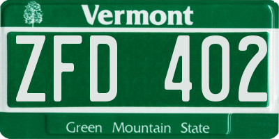 VT license plate ZFD402