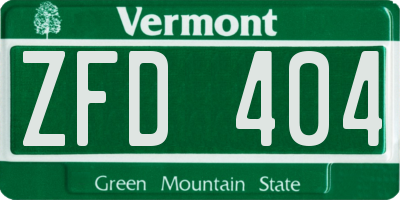 VT license plate ZFD404