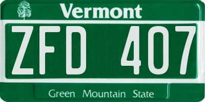 VT license plate ZFD407
