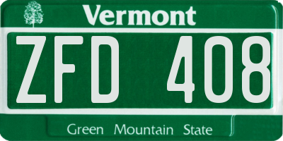 VT license plate ZFD408