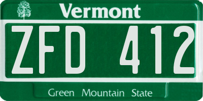 VT license plate ZFD412