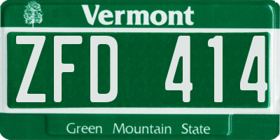 VT license plate ZFD414